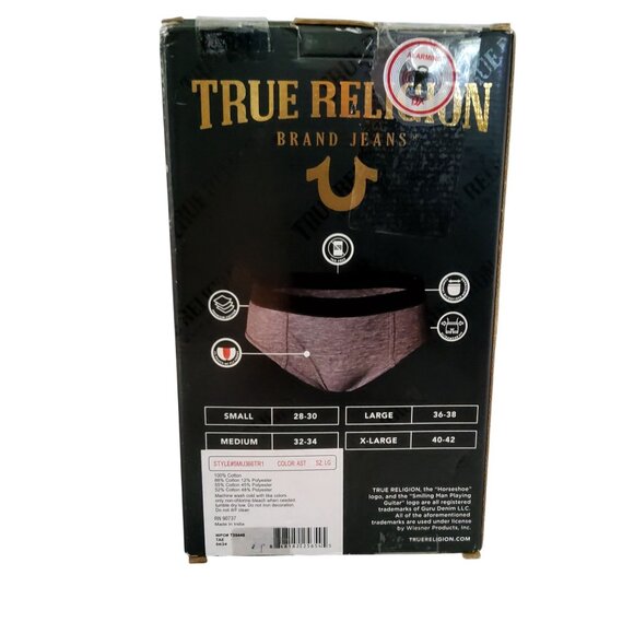 True Religion Mens Briefs 5-Pack Premium Cotton Underwear Size L - Picture 2 of 4